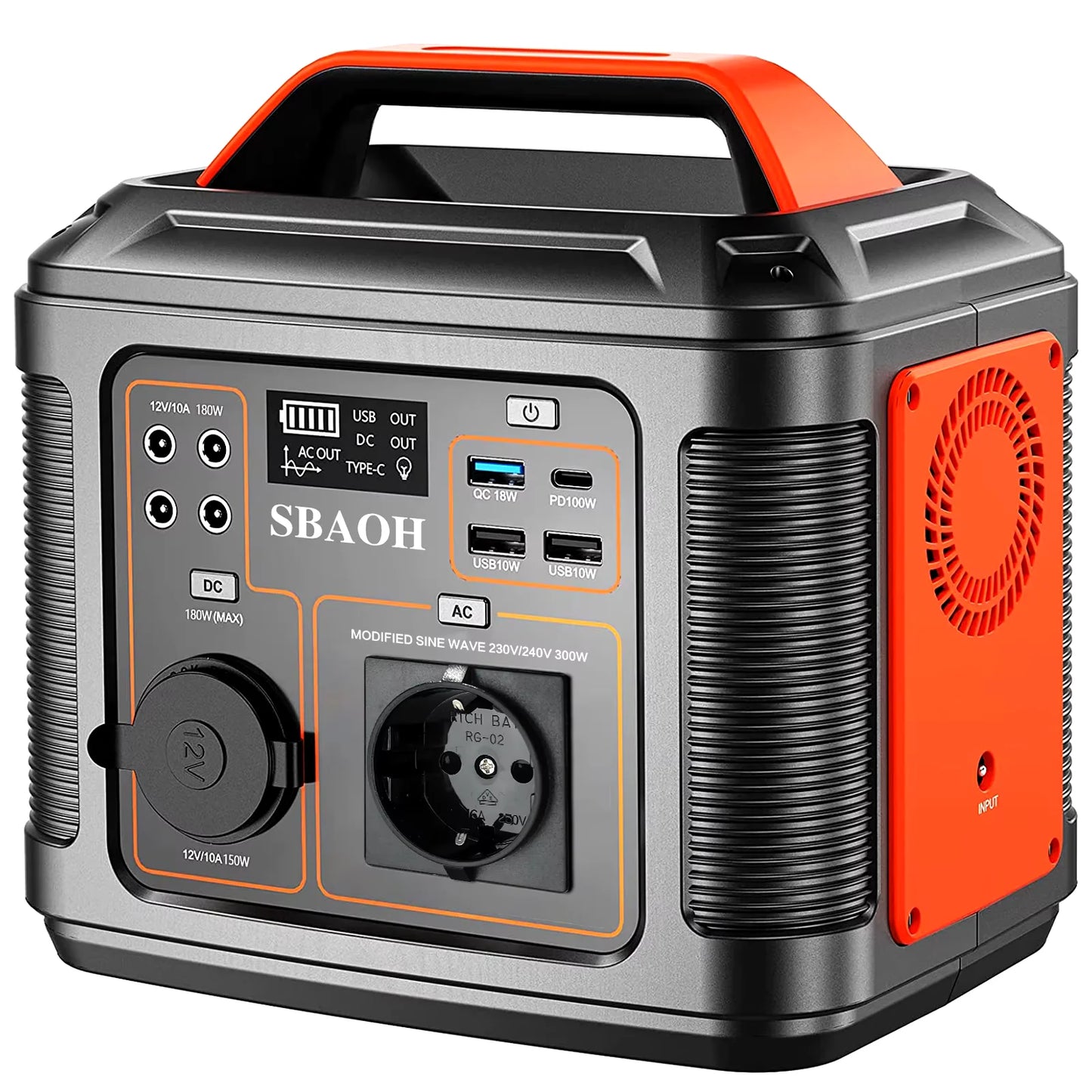 SBAOH Portable Power Station P302 300W 296Wh Backup Lithium Battery Solar Generator for Outdoor Camping Travel and Emergency Blackout
