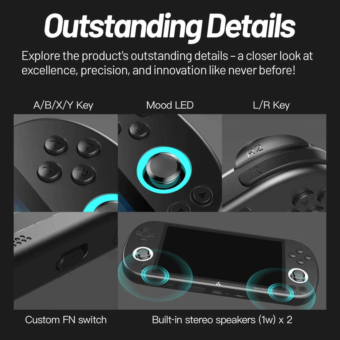 Trimui Smart Pro Handheld Game Console 4.96 Inch IPS Screen Linux System Joystick RGB Lighting Retro Video Game Player Gift