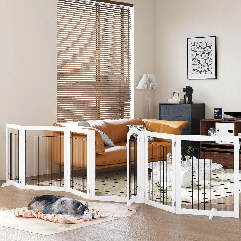 144 Inch Extra Wide Dog Gate With Walk Through Door