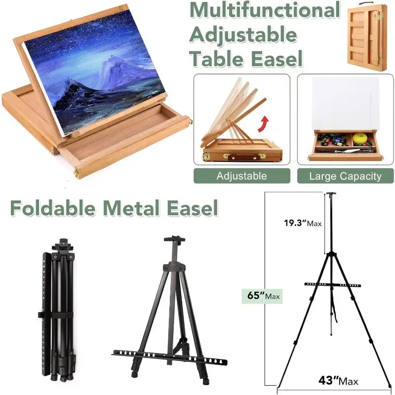 Deluxe 166 Pcs Artist Painting Set 96 Paints All Mediums