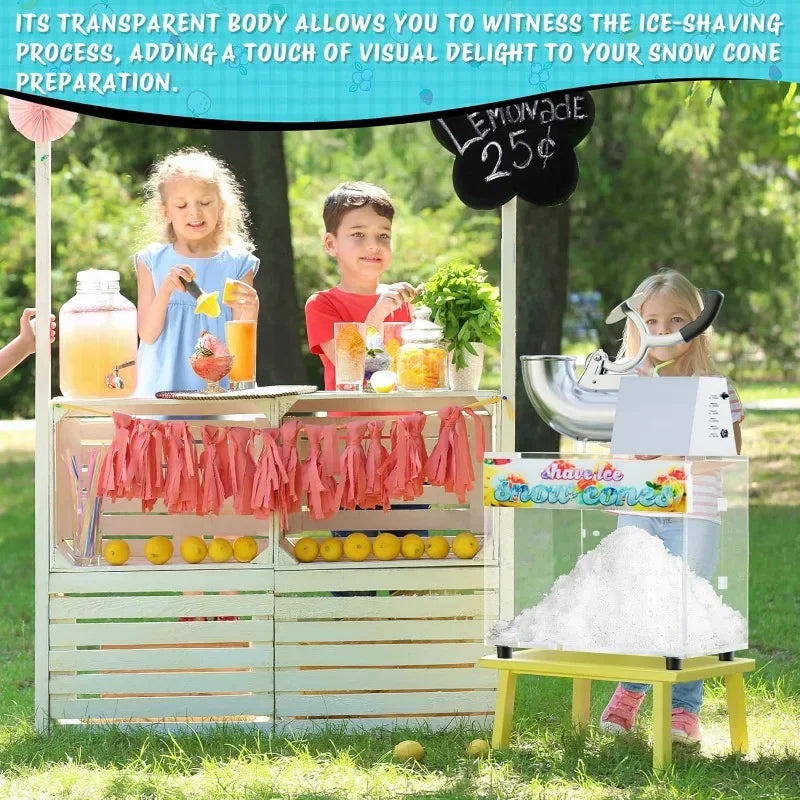 48L Snow Cone Machine 500LBH Commercial Shaved Ice 300W