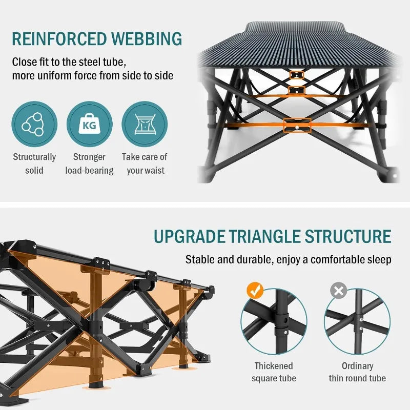 Camping Cot for Adults, Portable Folding Bed with Cushion - Ultimate Objects
