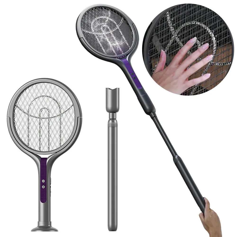 Rotating Head Bug Zapper Racket Two In One Mosquito Swatter