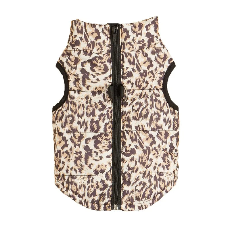 Winter Pet Vest Warm Padded Camouflage Leopard Leash Hole