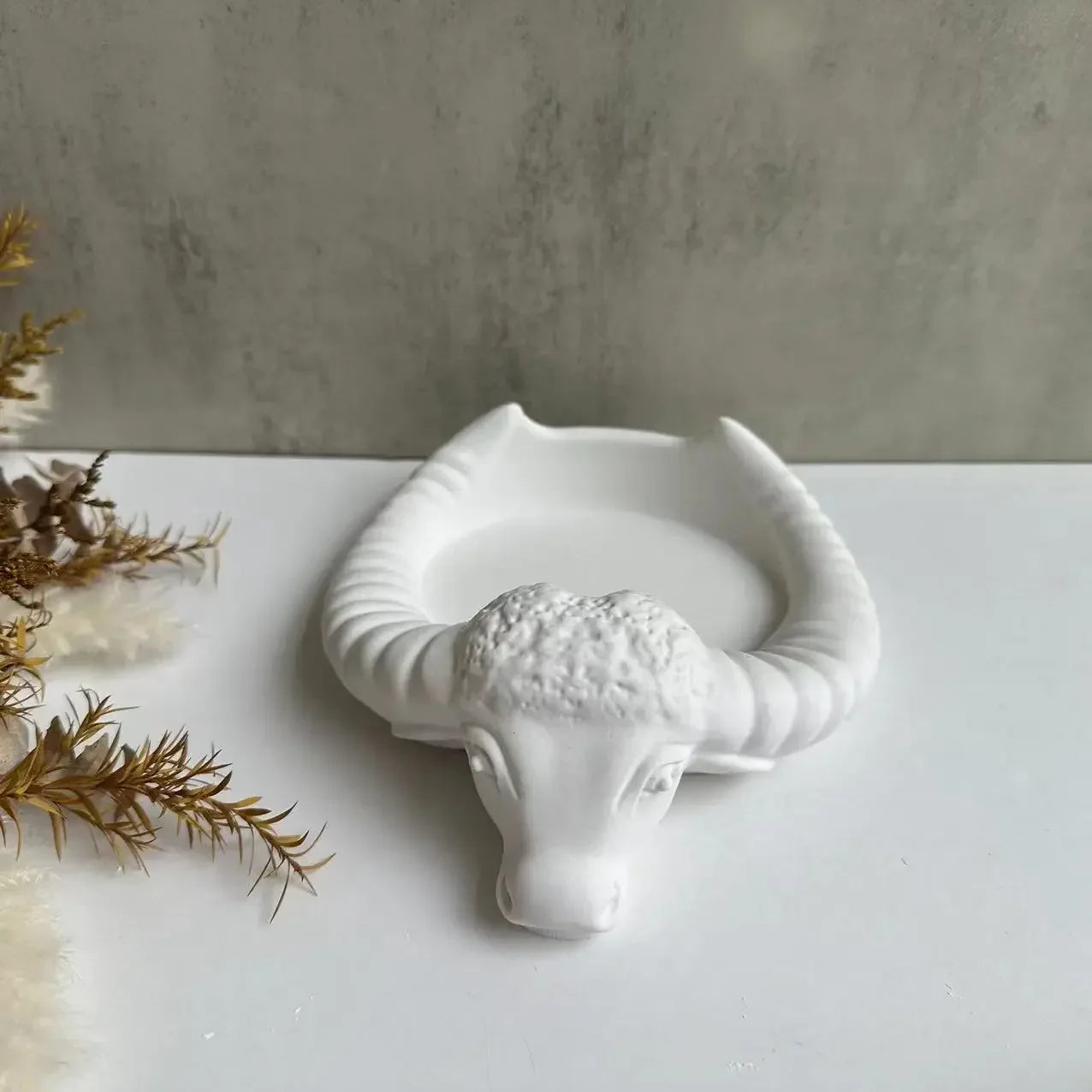 Cow Horn Head Ashtray Silicone Mold For Concrete Molds