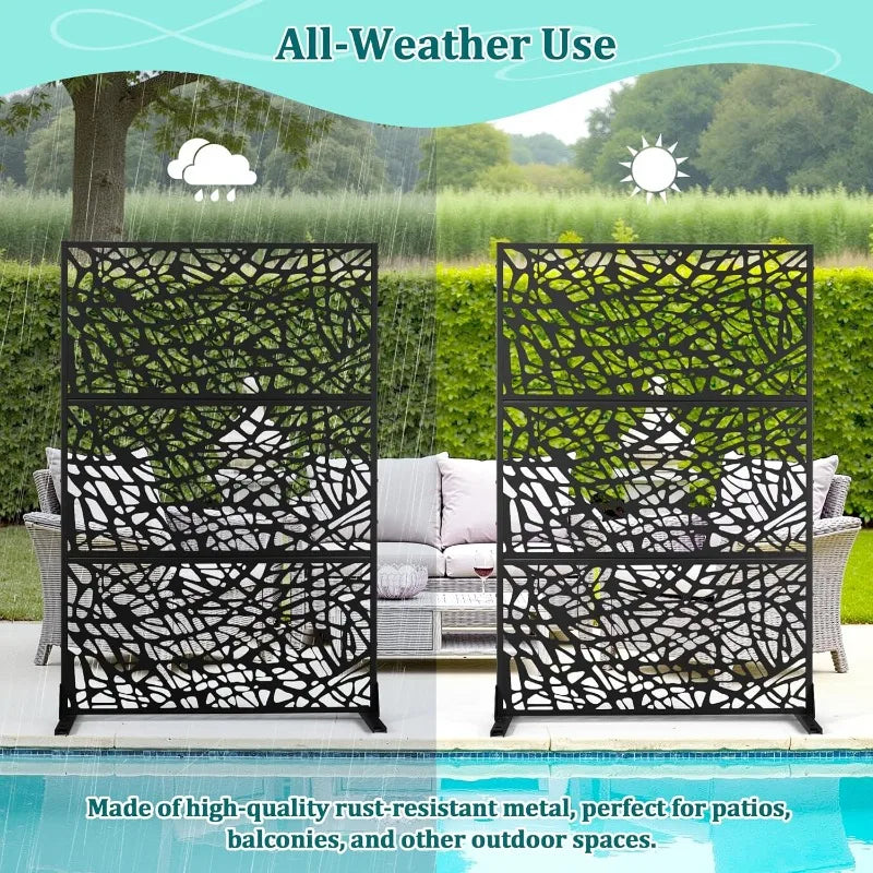 Metal Outdoor Privacy Screen Fence Panel 72x47 Inches