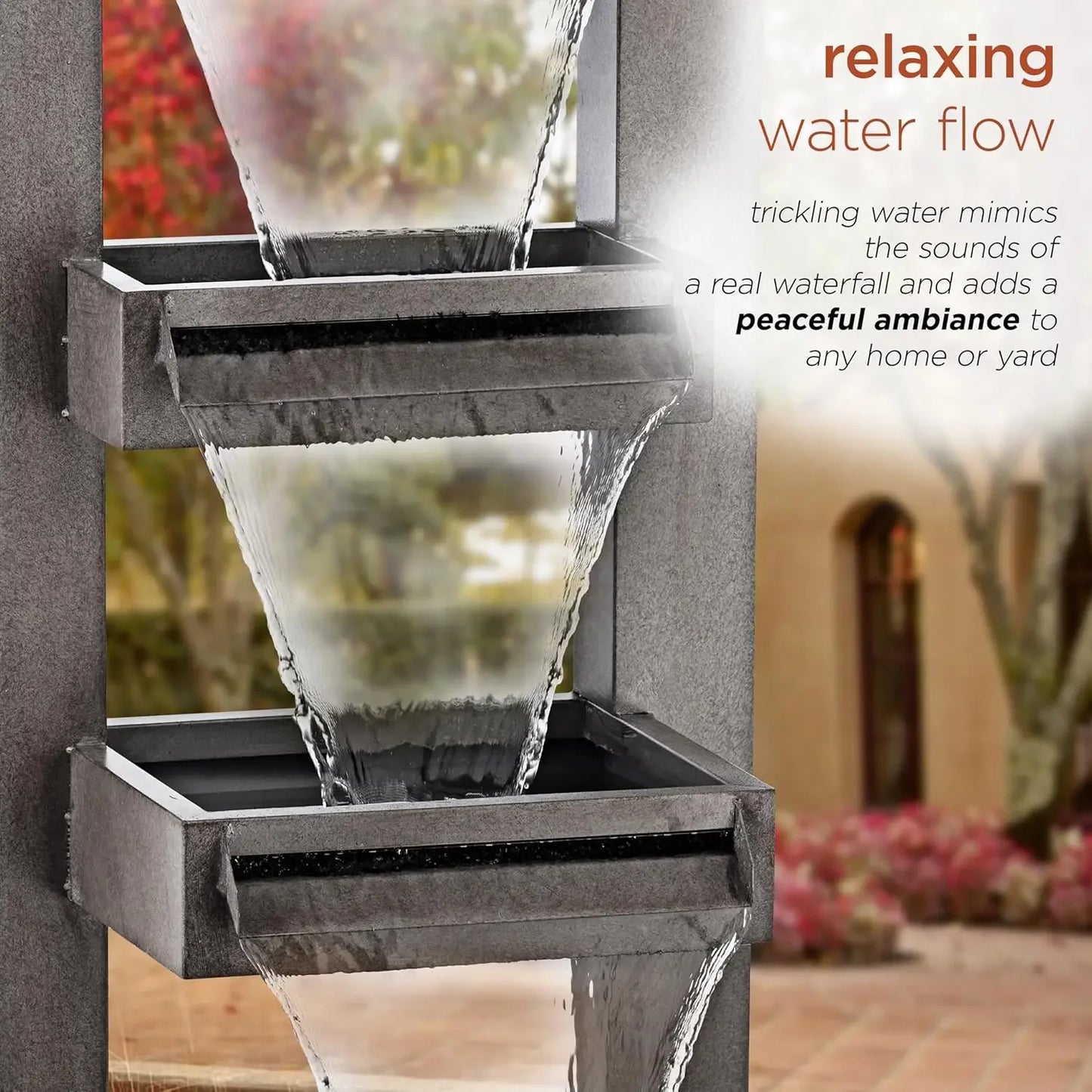 CPS182 43 Inch Multi Tier Waterfall Fountain Garden Patio