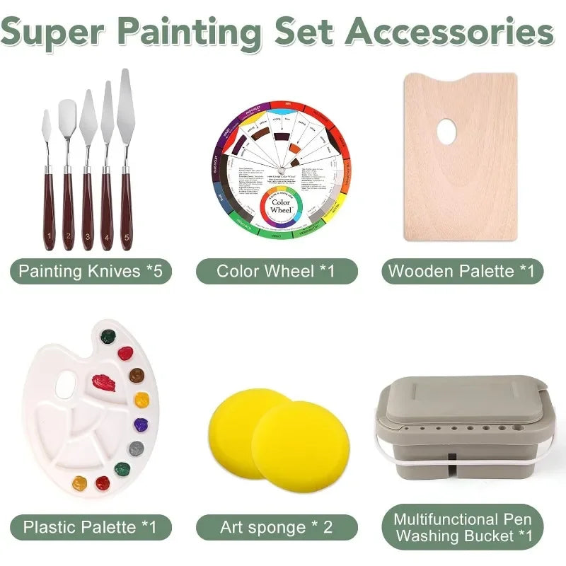 Deluxe 166 Pcs Artist Painting Set 96 Paints All Mediums