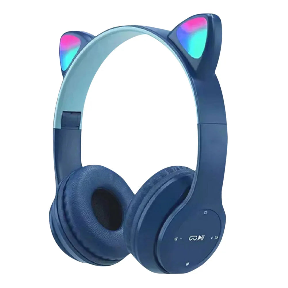 Wireless Cat Ear Headphones Bluetooth Glow Light For Kids