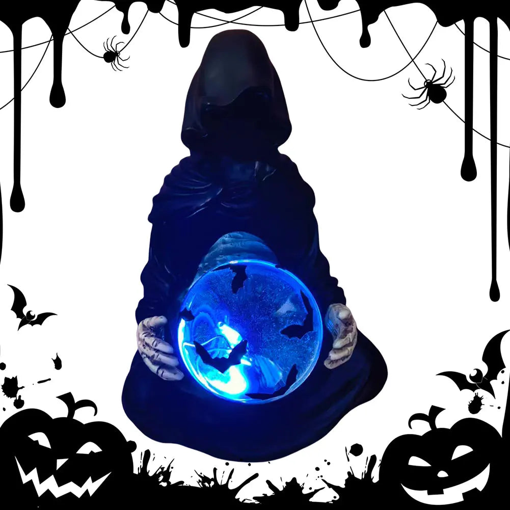 Death Gods Crystal Ball Grim Reaper Statue Halloween Decor