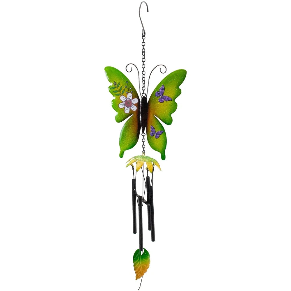 Metal Butterfly Outdoor Wind Chimes 4 Tube Decoration