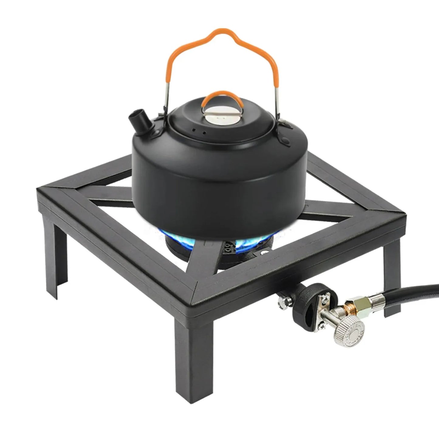 Portable Single Burner Outdoor Gas Stove Propane Cooker With Adjustable Regulator Hose For Patio Camping