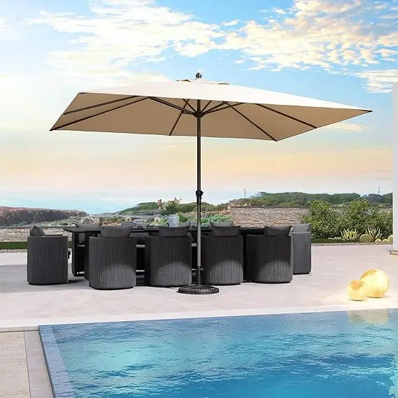 11.5x9 Patio Market Umbrella With Crank Aluminum Ribs Gray
