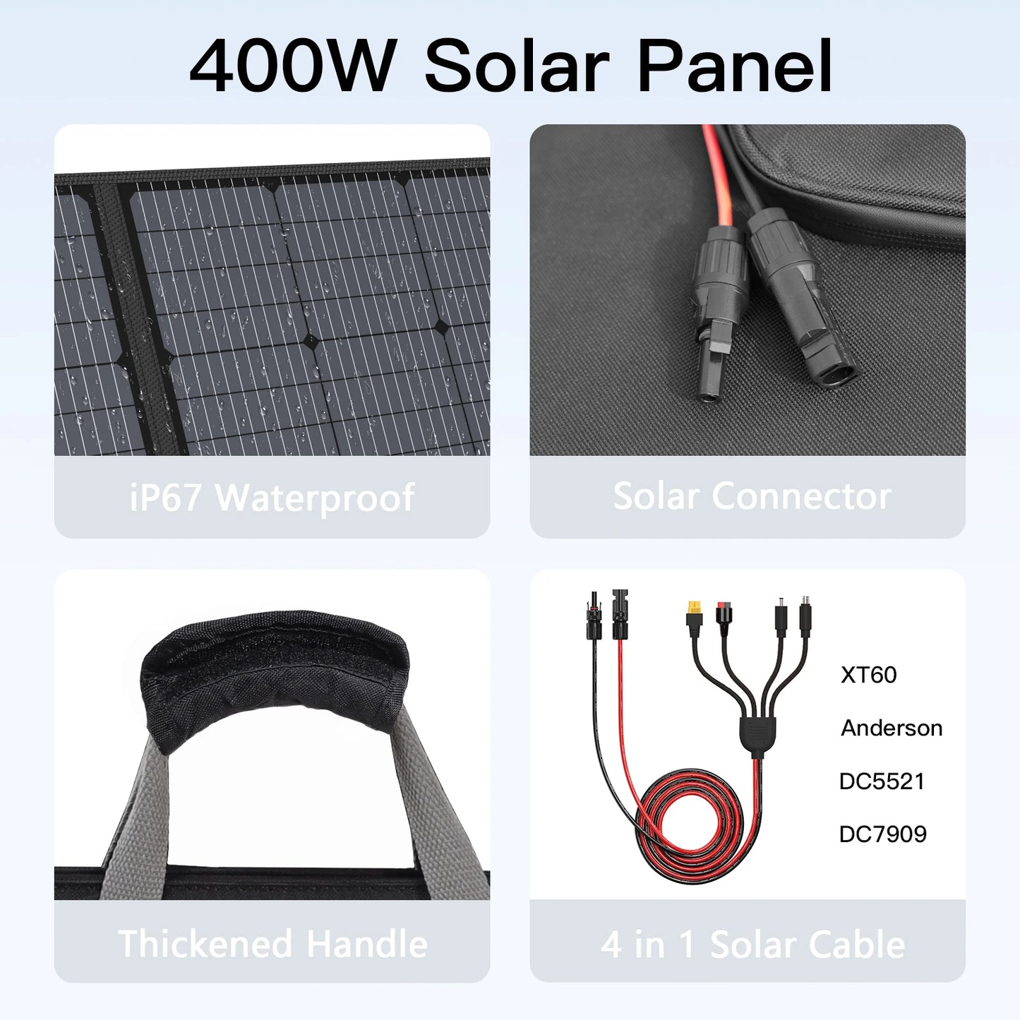 MHPOWOS Portable Solar Panel 31V Solar Charger 400W Outdoor Emergency Backup Power Supply for RV Camping