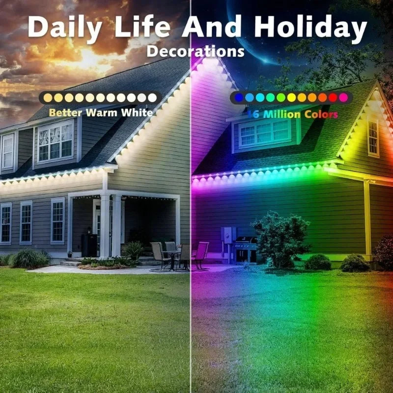 App Remote Christmas 200Ft Outdoor RGB LED Eaves Light IP67