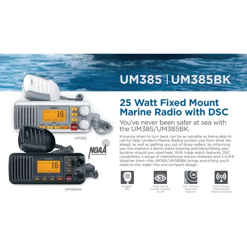 Um385 25W Fixed Mount Marine VHF DSC Radio Waterproof IPX4