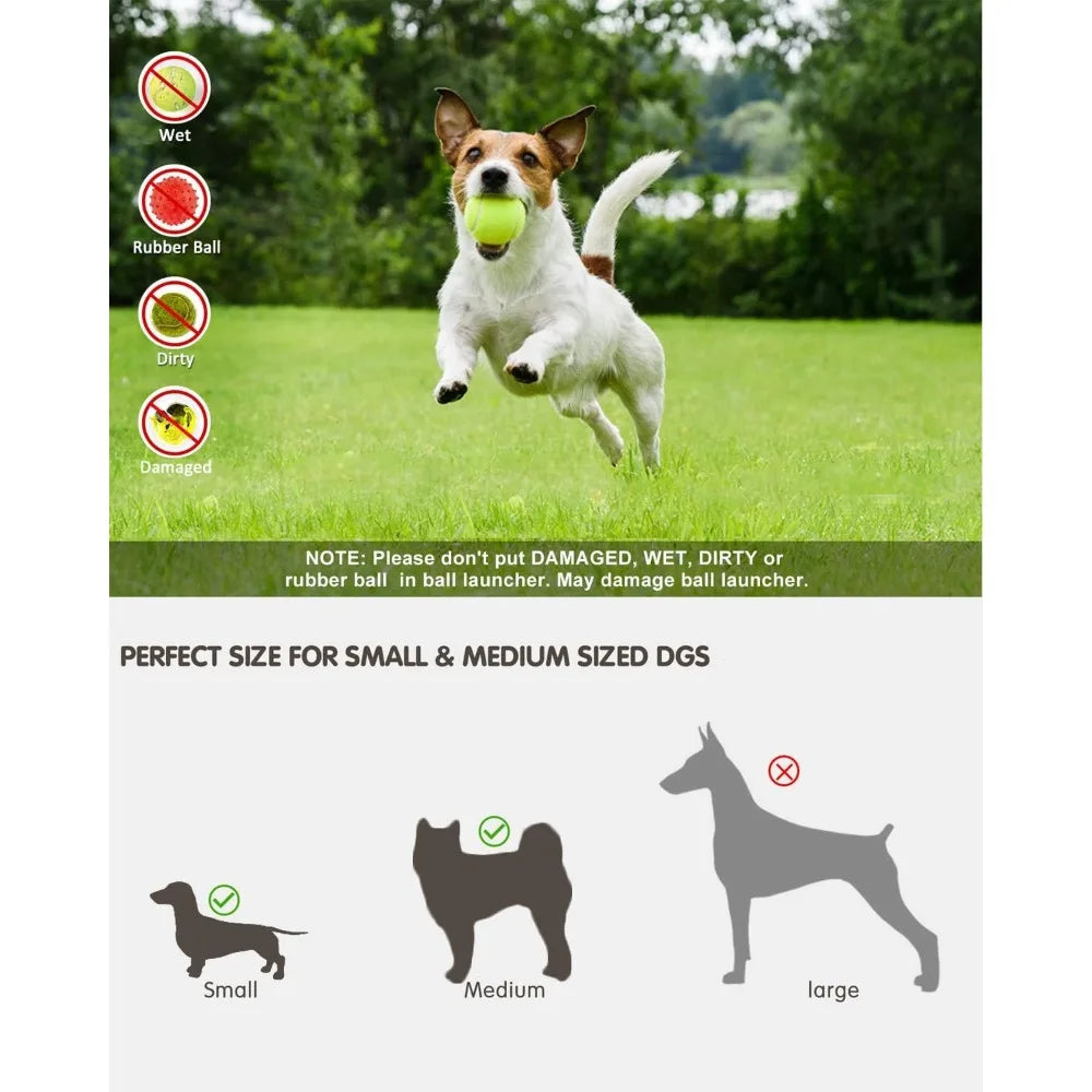 Ball Launcher For Dogs With 12 Tennis Balls Interactive Dog Toy Durable Plastic Design