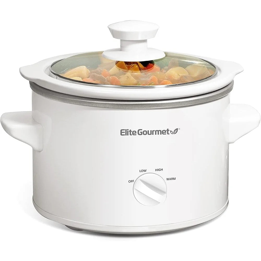 Electric Slow Cooker 1.5 Quart Ceramic Pot Glass Lid