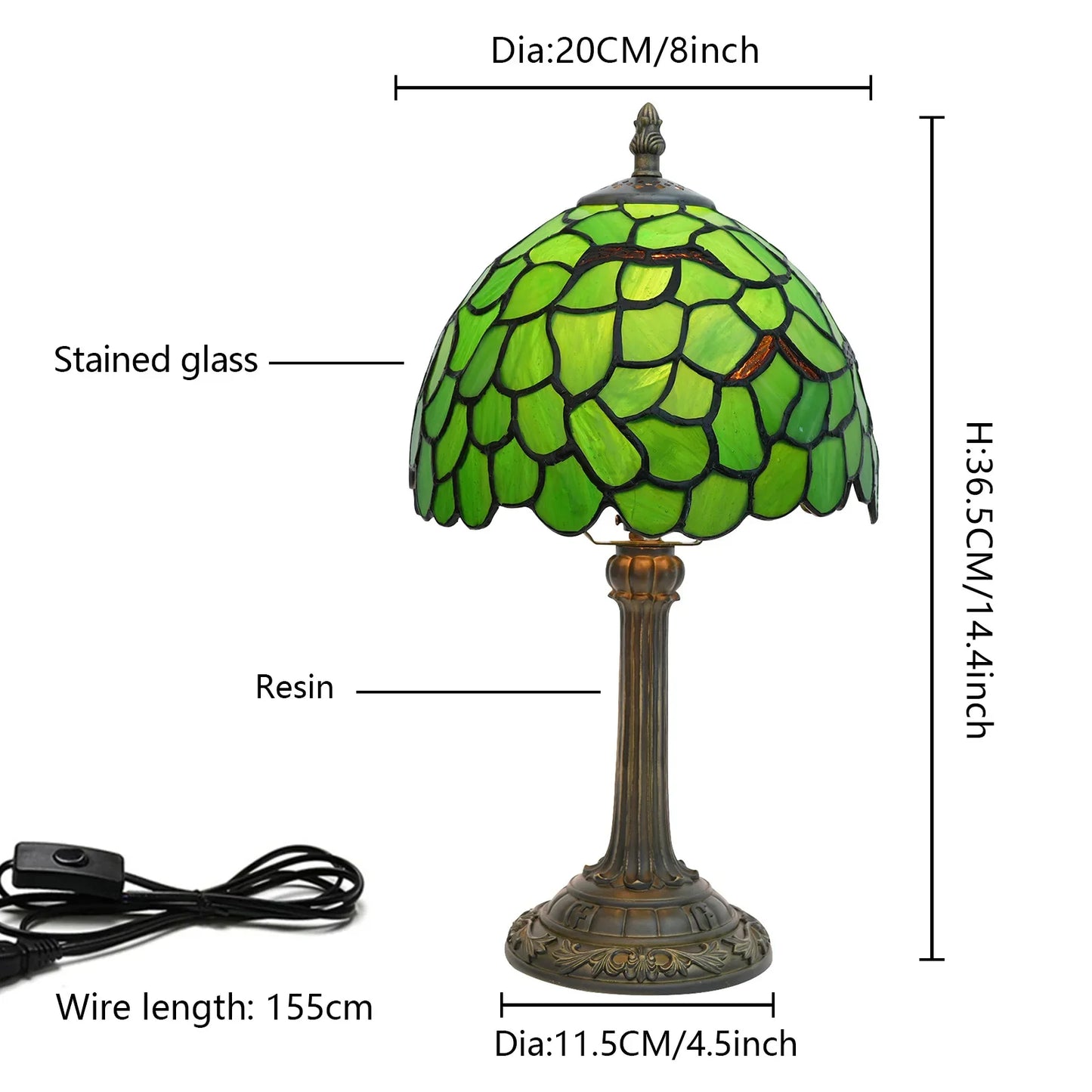 Eight Inch Tiffany Dragonfly Desk Lamp Stained Glass Bedside