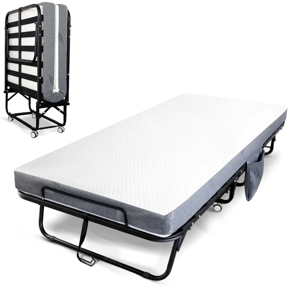 Portable Folding Bed with Mattress Rollaway Guest Bed - Ultimate Objects