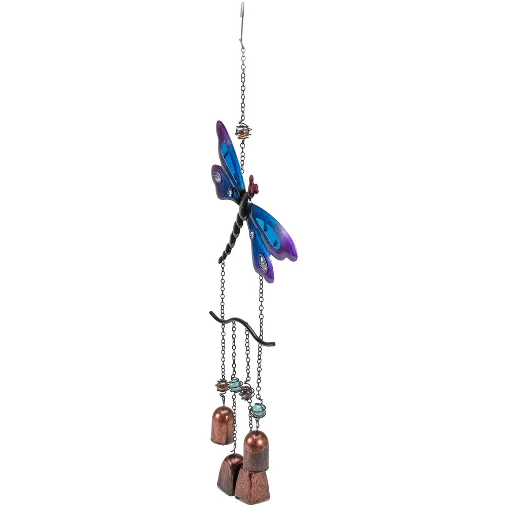Purple Bronze Dragonfly Wind Chimes Outdoor Garden Decor