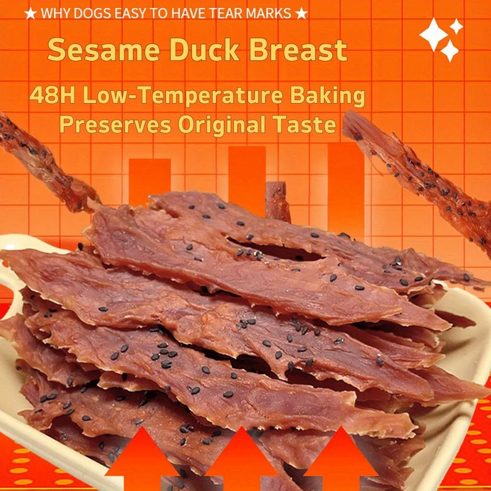 Sesame Duck Jerky Dog Treats 7.05oz 14.11oz All Natural Healthy Easily Digestible