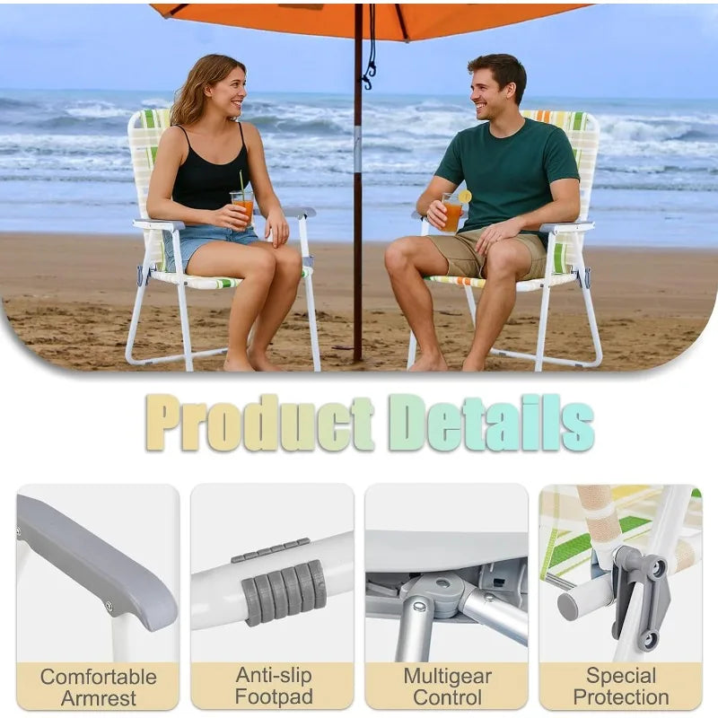 Webbed Lawn Chairs Set of 2 Foldable Metal Patio Chairs