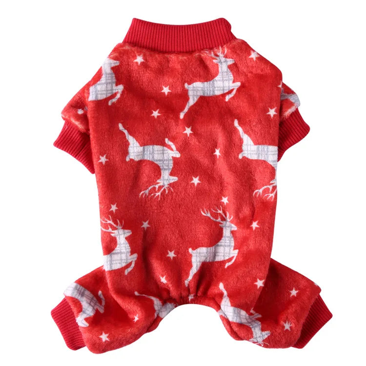 Four Legged Christmas Dog Coat Fleece Snowflake Elk Design