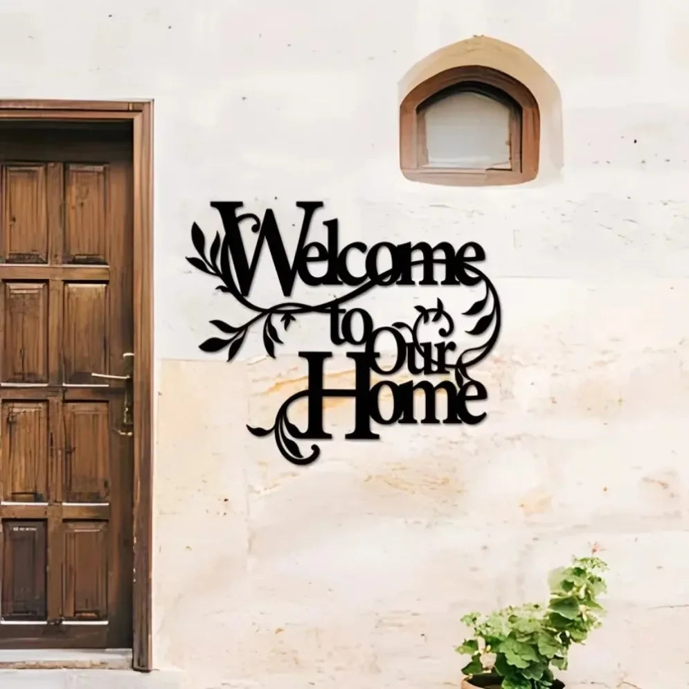 Welcome Home Sign Iron Metal Wall Decor Pendant Wall Art