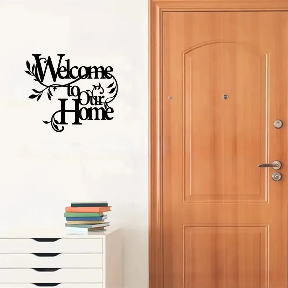 Welcome Home Sign Iron Metal Wall Decor Pendant Wall Art