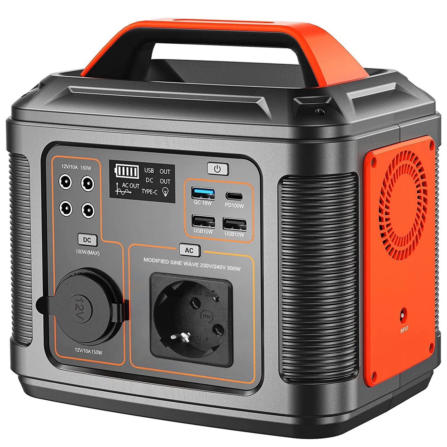 SBAOH Portable Power Station P302 300W 296Wh Backup Lithium Battery Solar Generator for Outdoor Camping Travel and Emergency Blackout