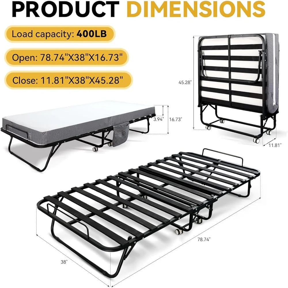Portable Folding Bed with Mattress Rollaway Guest Bed - Ultimate Objects