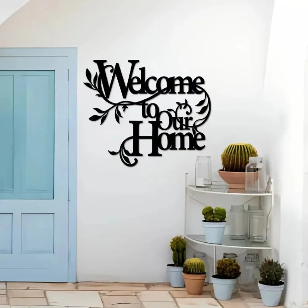 Welcome Home Sign Iron Metal Wall Decor Pendant Wall Art