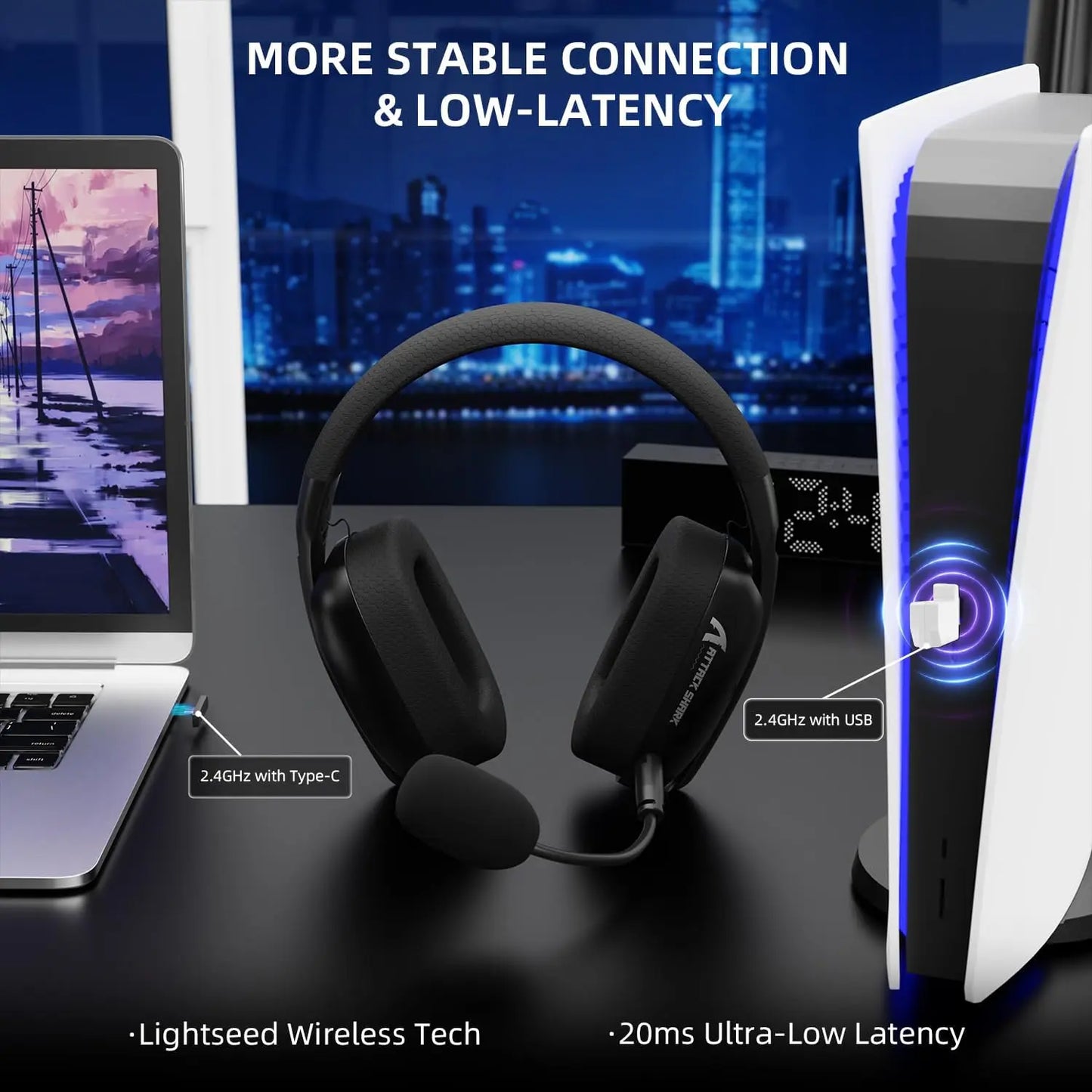 Attack Shark L80Pro Wireless Gaming Headset Dual Microphone