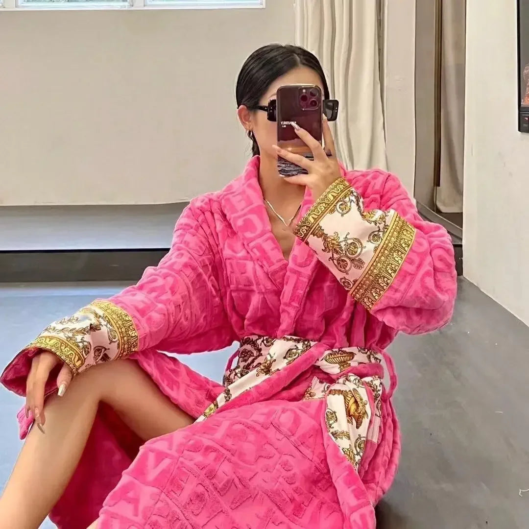 Autumn Winter Bathrobe For Men And Women With Pockets