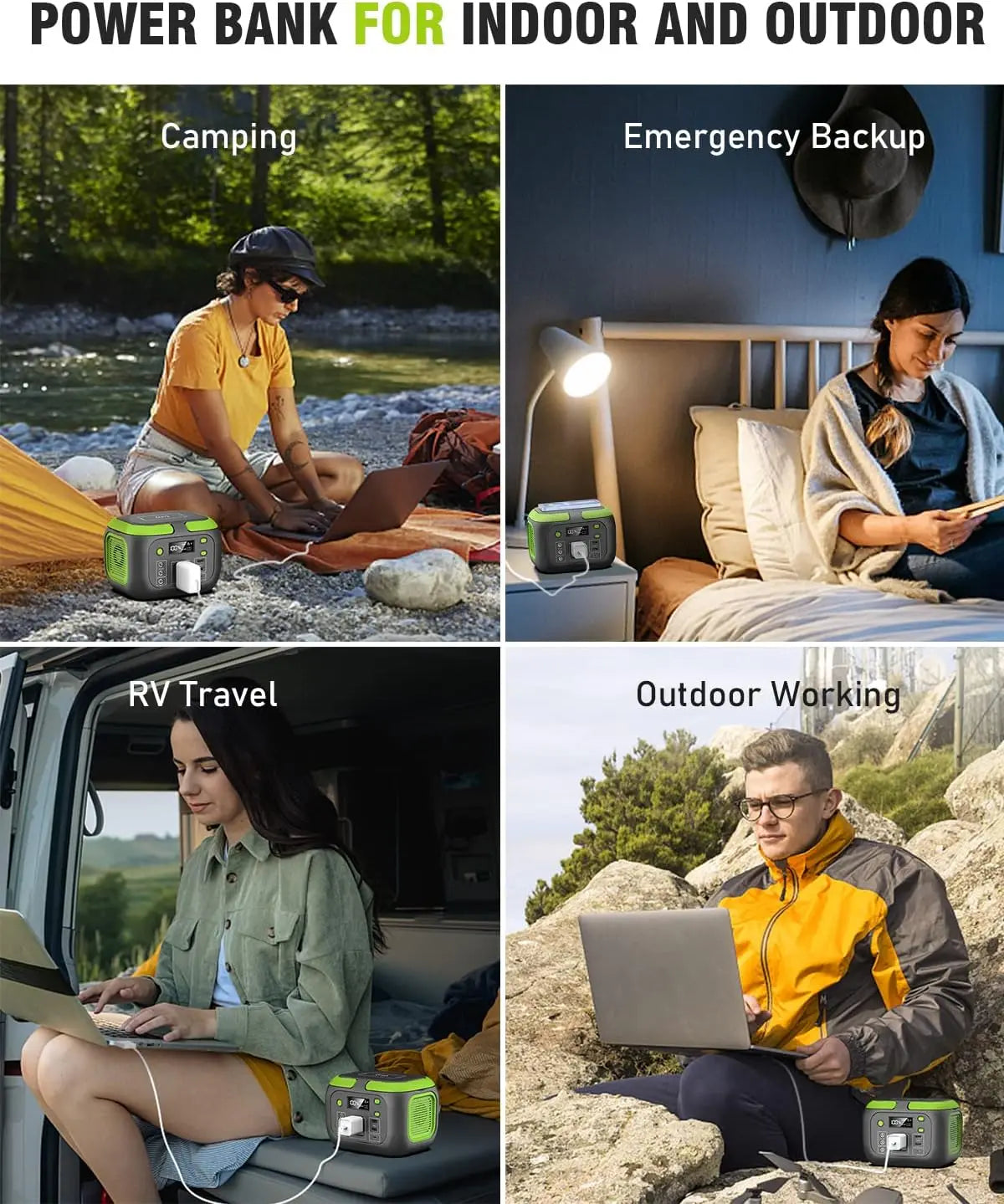 600W 300W 200W 120W Portable Power Station 110V AC Outlets Solar Generator Energy Storage Power Bank for Camping Travel RV Home