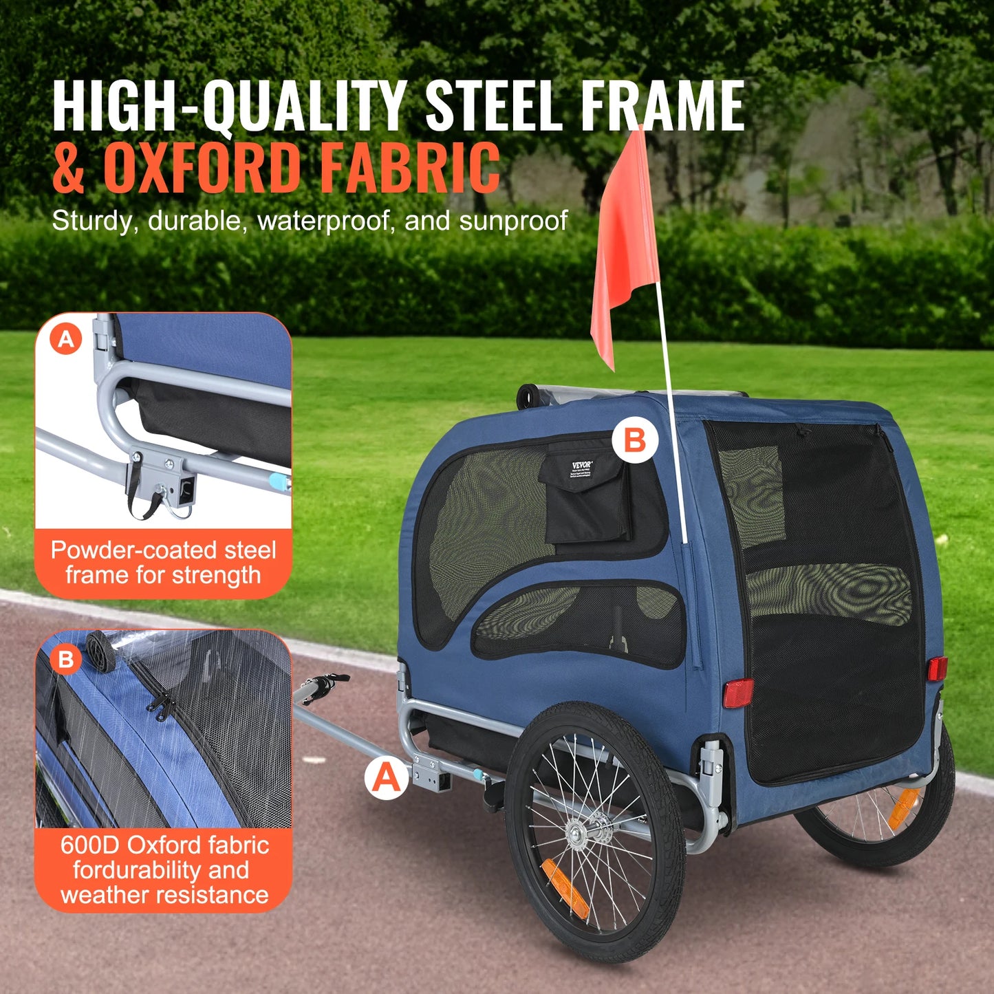 SucceBuy 100 Lb Dog Bike Trailer Carrier Reflectors