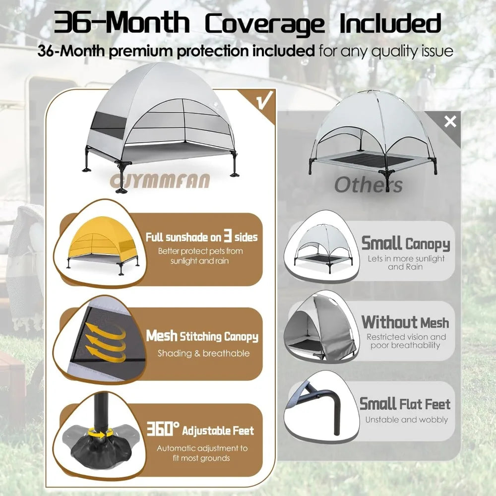 Elevated Dog Bed With Upgraded Canopy And Portable Pet Cot