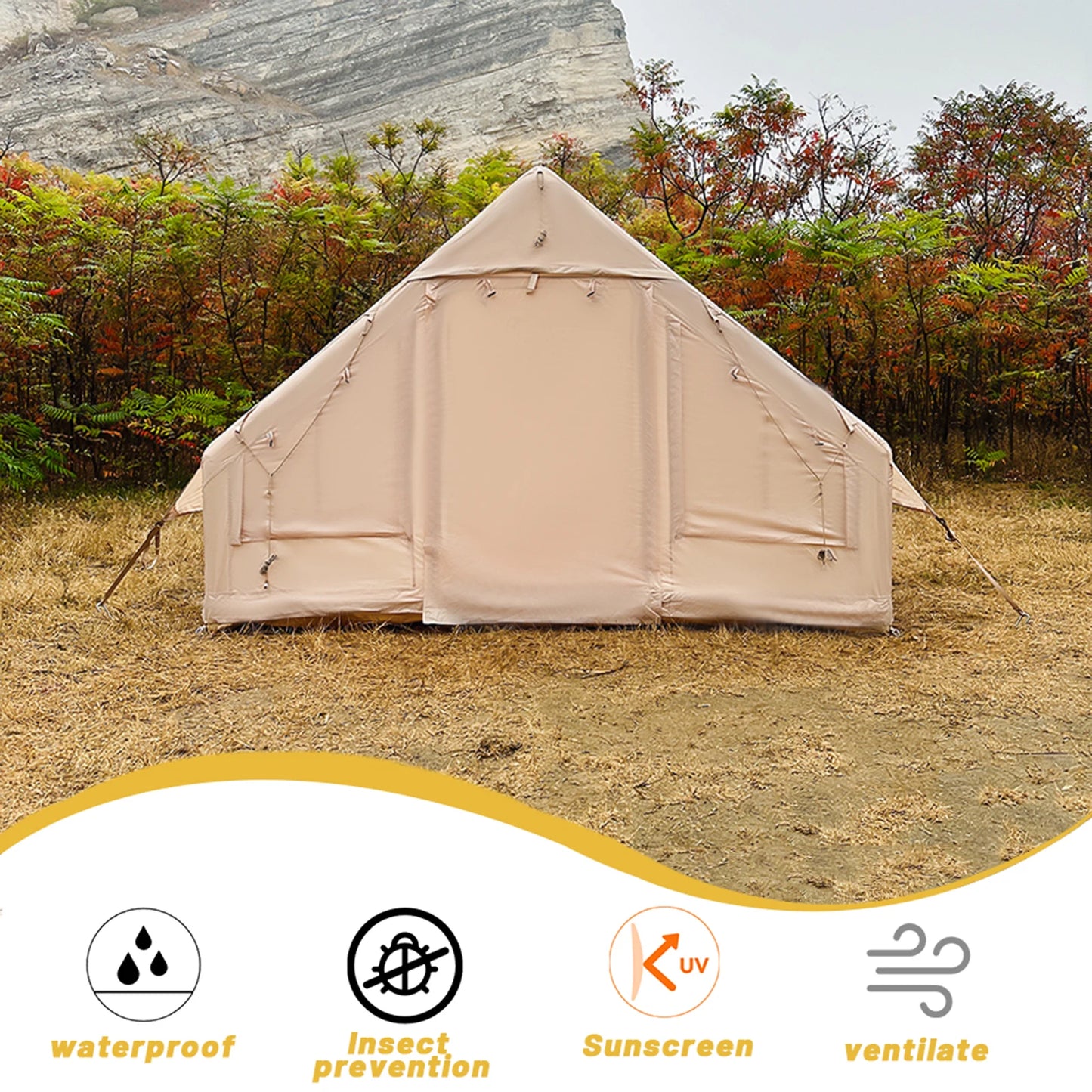 Inflatable Self Supporting Camping Tent 5 to 8 Person Quick Automatic Open Waterproof Windproof Portable Outdoor Hiking Shelter