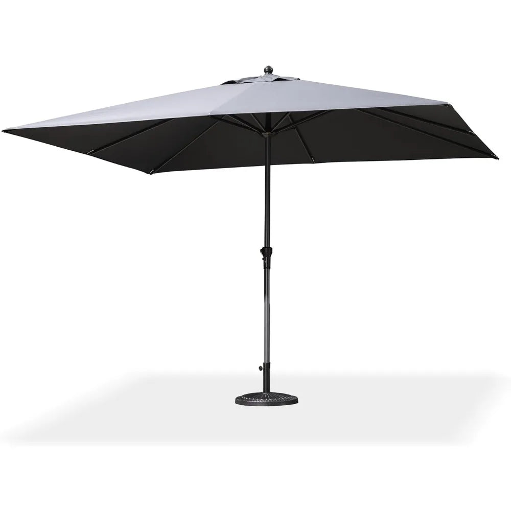 11.5x9 Patio Market Umbrella With Crank Aluminum Ribs Gray