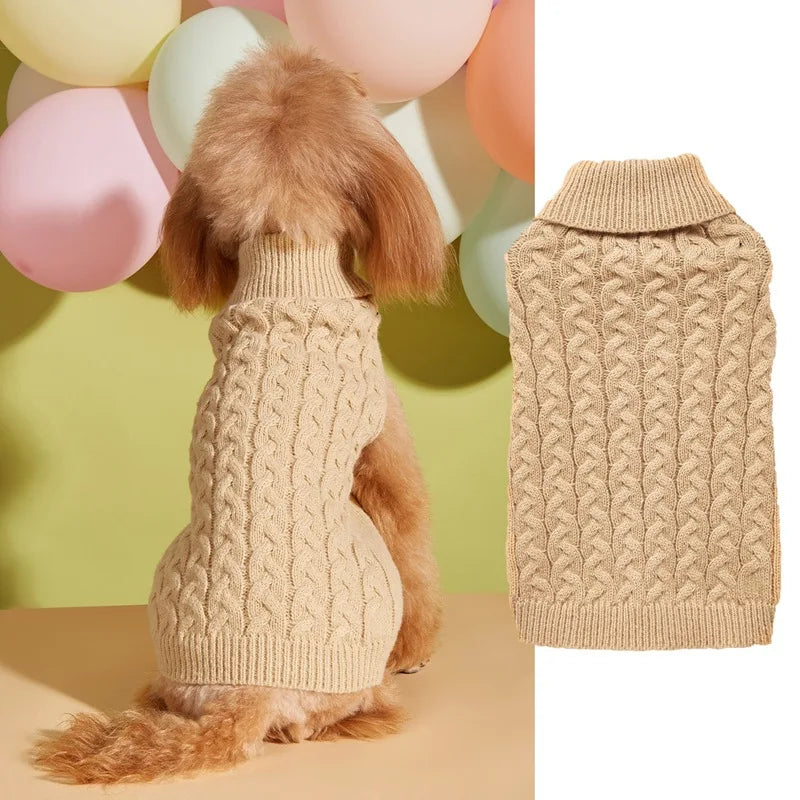 New Solid Color Knit Dog Sweater for Teddy Bichon Two Legs