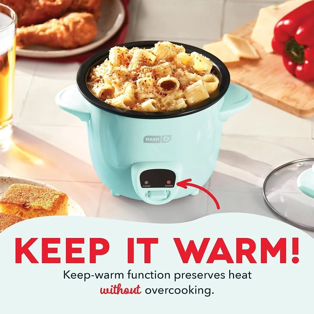 Mini Rice Cooker Steamer Nonstick Pot 0.5 Qt Keep Warm