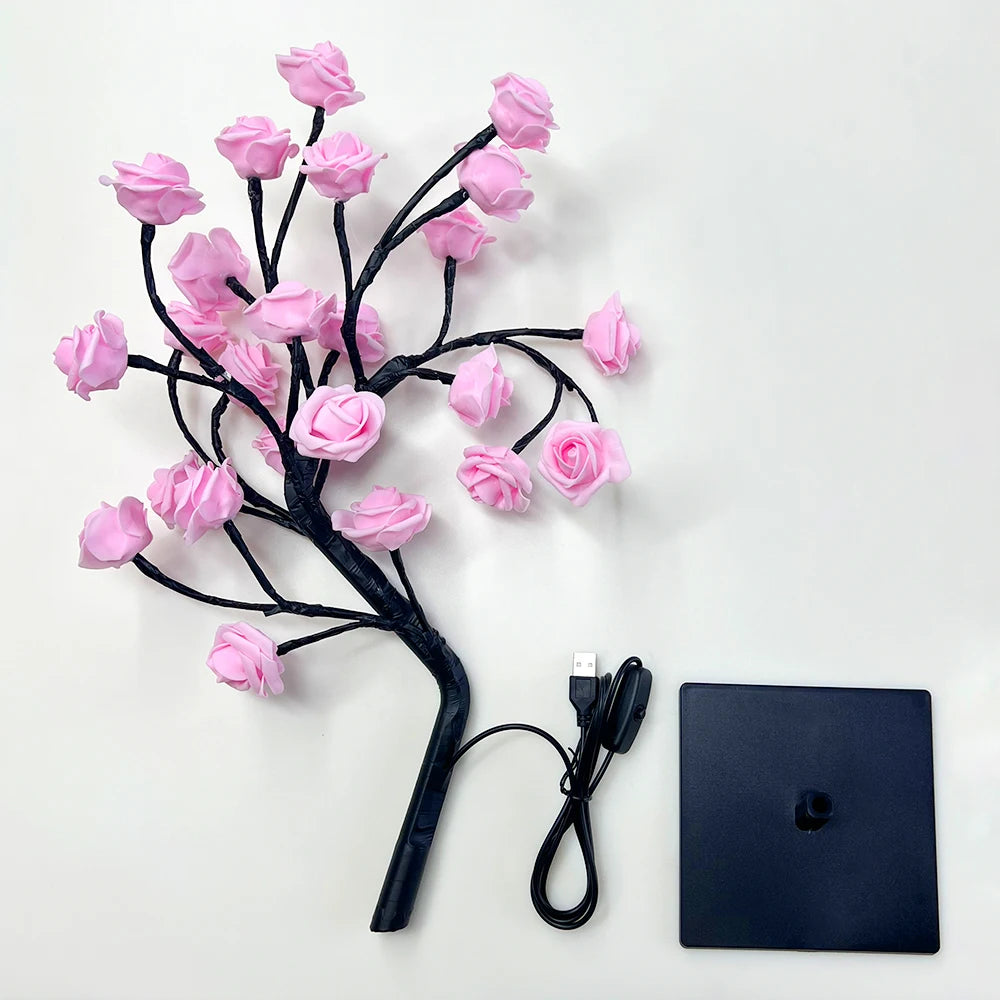 LED Rose Tree Lights 24 LEDs USB Operated Table Lamp