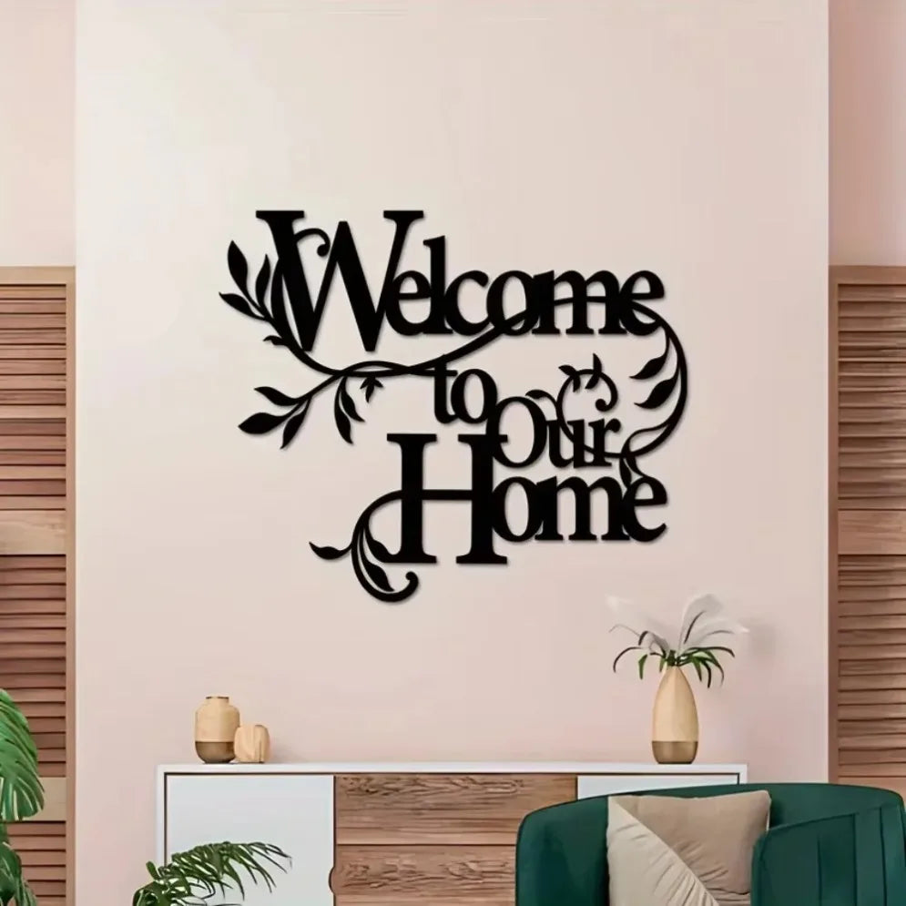Welcome Home Sign Iron Metal Wall Decor Pendant Wall Art
