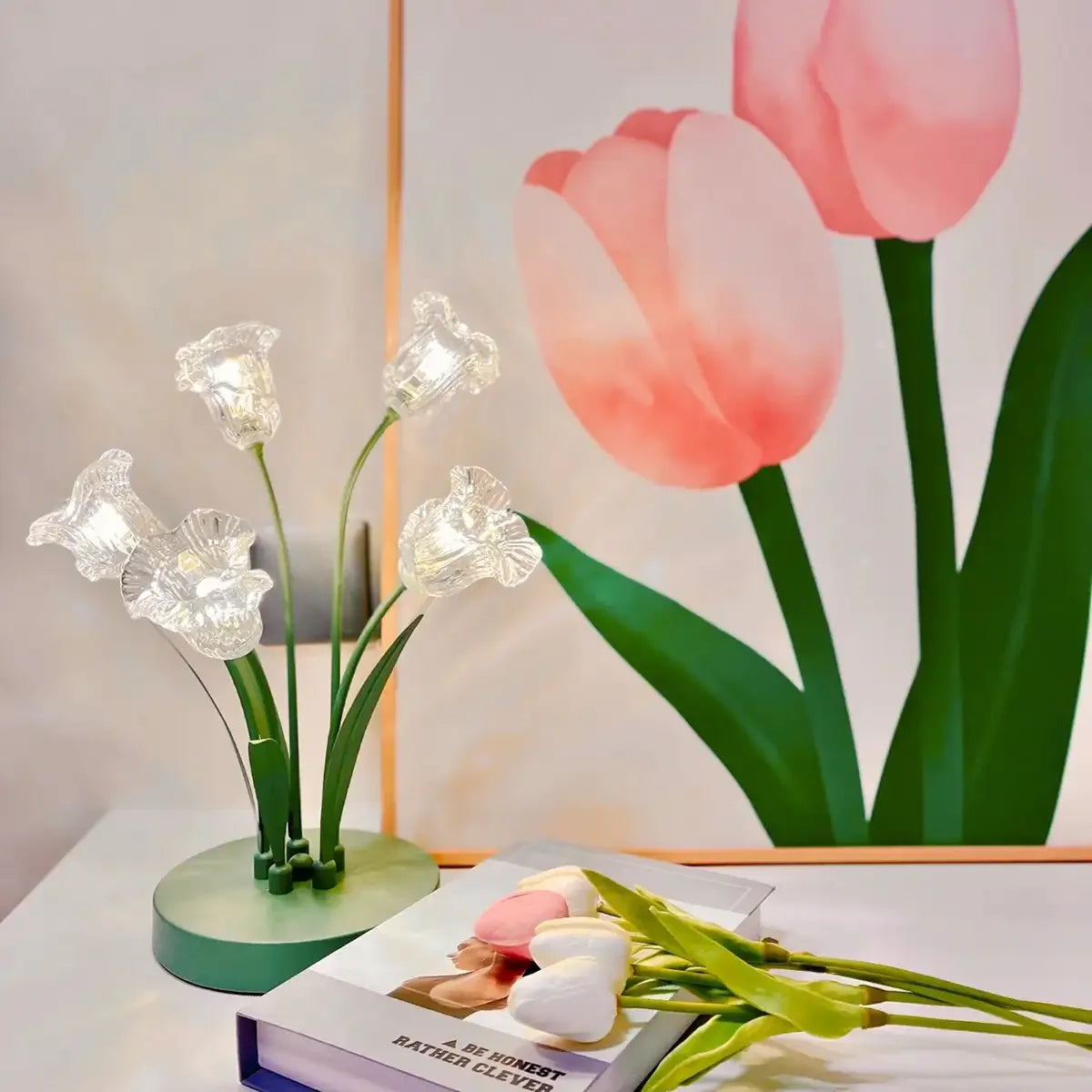 Bell Orchid Glass Table Lamp Led Night Light Decorative