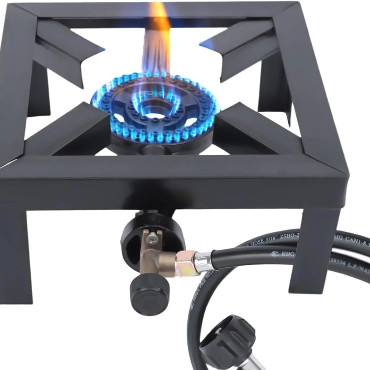 Portable Single Burner Outdoor Gas Stove Propane Cooker With Adjustable Regulator Hose For Patio Camping
