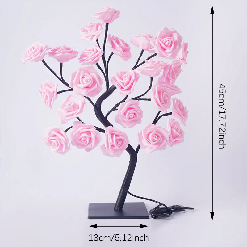LED Rose Tree Lights 24 LEDs USB Operated Table Lamp