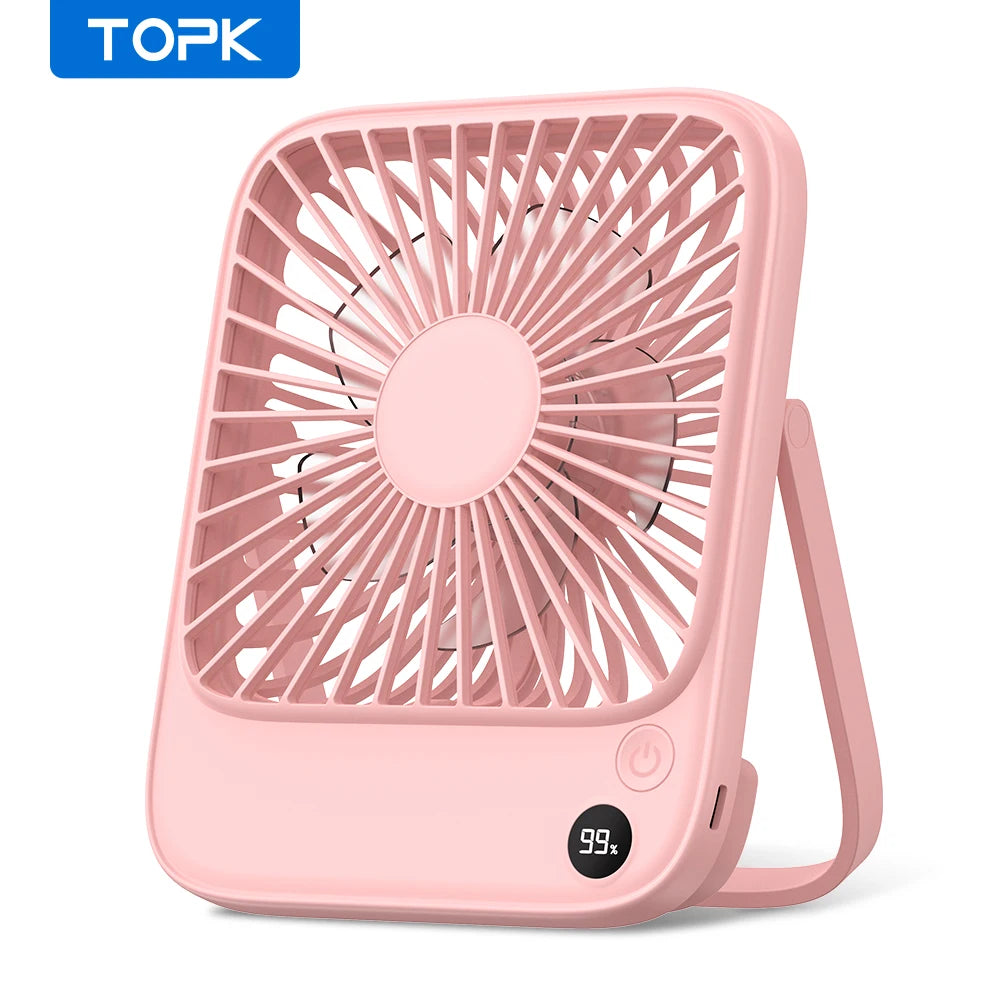 Topk Rechargeable Portable Fan Usb Camping 2000mAh Silent