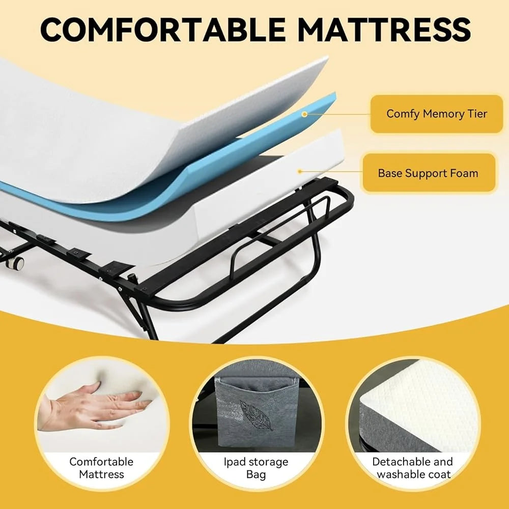 Portable Folding Bed with Mattress Rollaway Guest Bed - Ultimate Objects