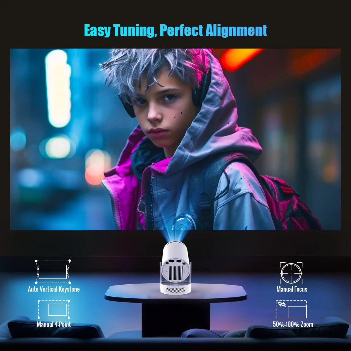 Magcubic HY300 Pro Projector 4K 720P With 5W Speaker Android 11 8000 Lumens WiFi 6 BT5.4 Outdoor Video Home Theater Projector
